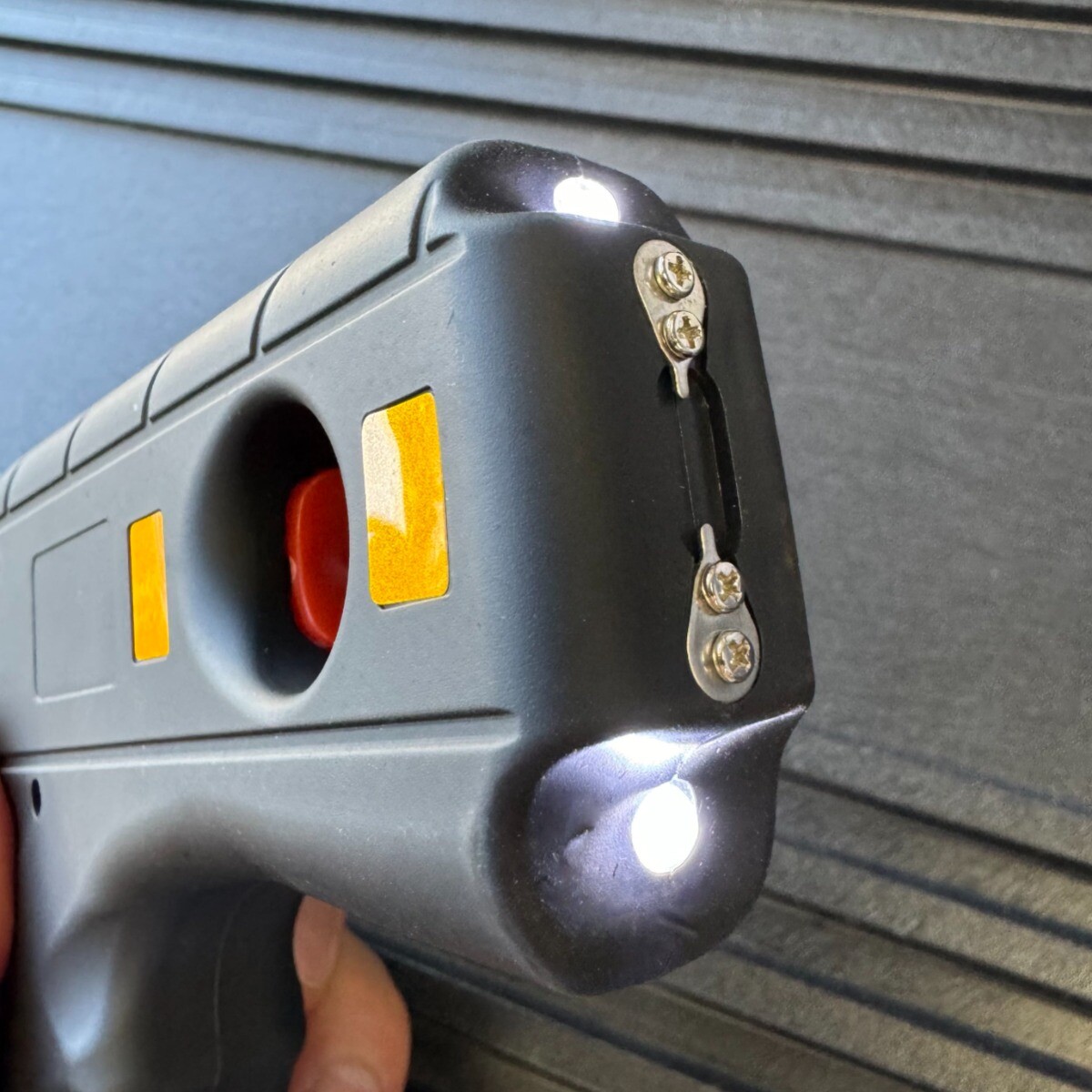 DEFENDER 10 MV Rechargeable Pistol Grip STUN GUN w/ LED Light & Holster BLACK