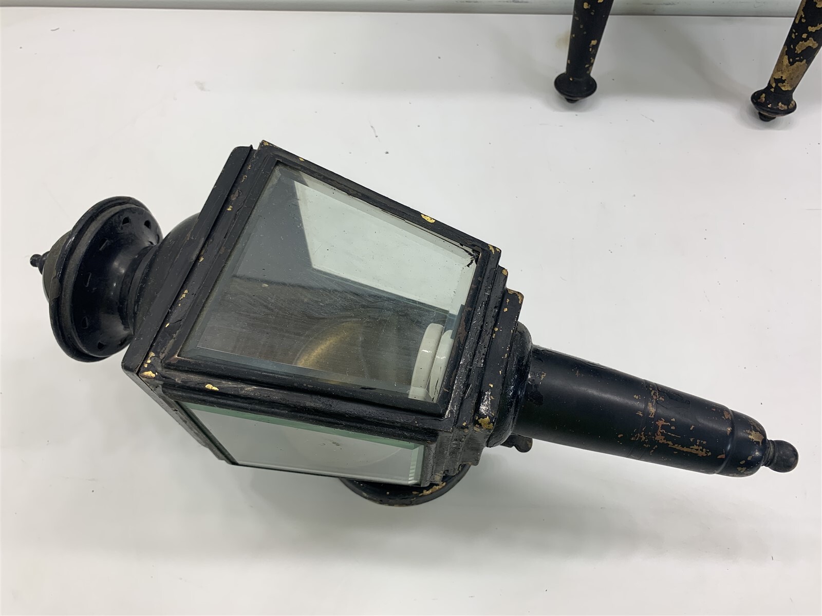 QTY 3 Black Painted Brass Vintage Carriage Lamps Lights Sconce Electric Gothic