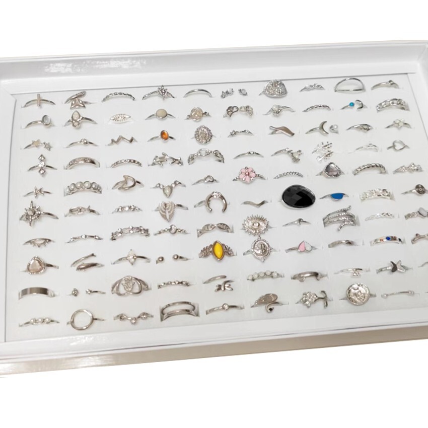 Bulk Lots 50 Antique Silver Bohemia Vintage Rings Mix Women Stone Retro Charms