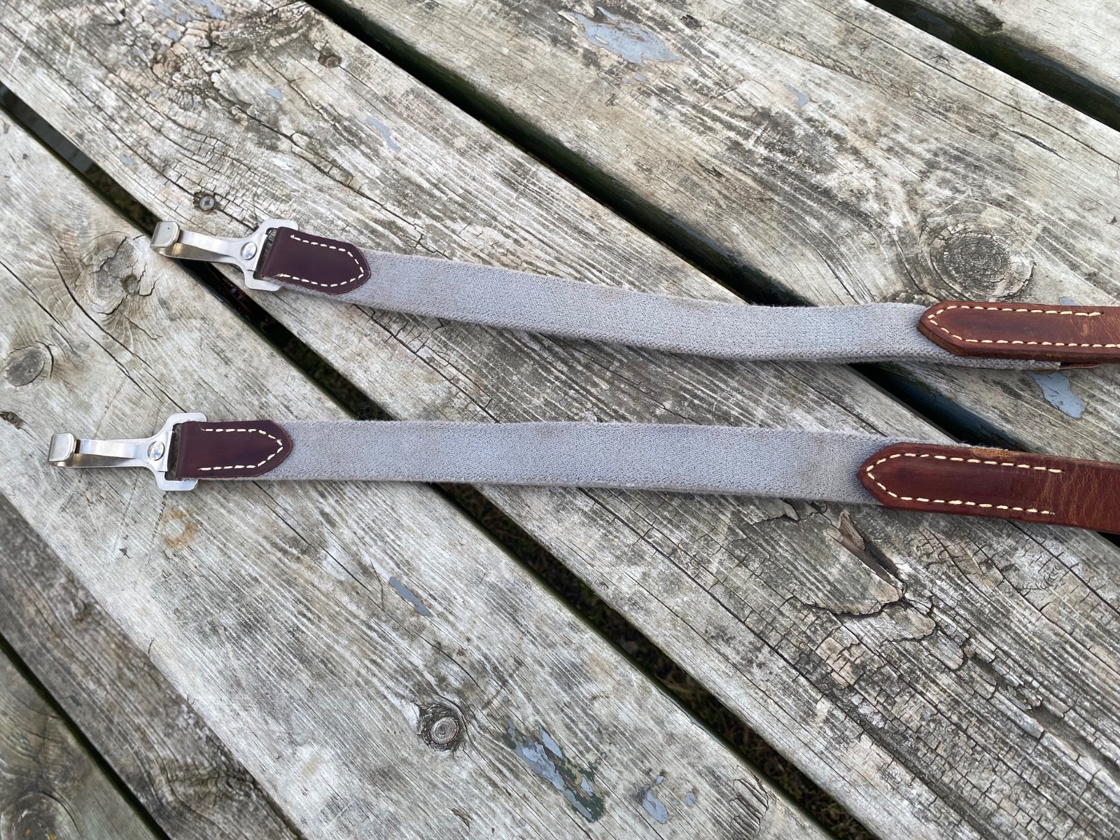 Lightly used Schutz Bros leather & elastic side reins horse training aid US made