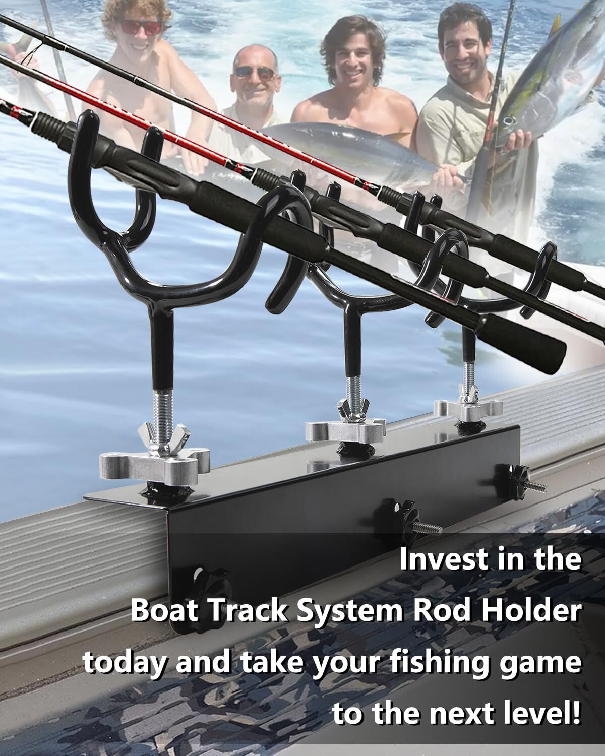 Boat Track System Rod Holder with Power Lock and Track Adapter