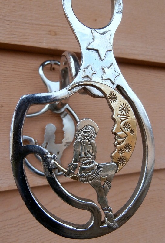 Cowgirl Man in Moon Moon Stars Horse Bit Silver & Brass
