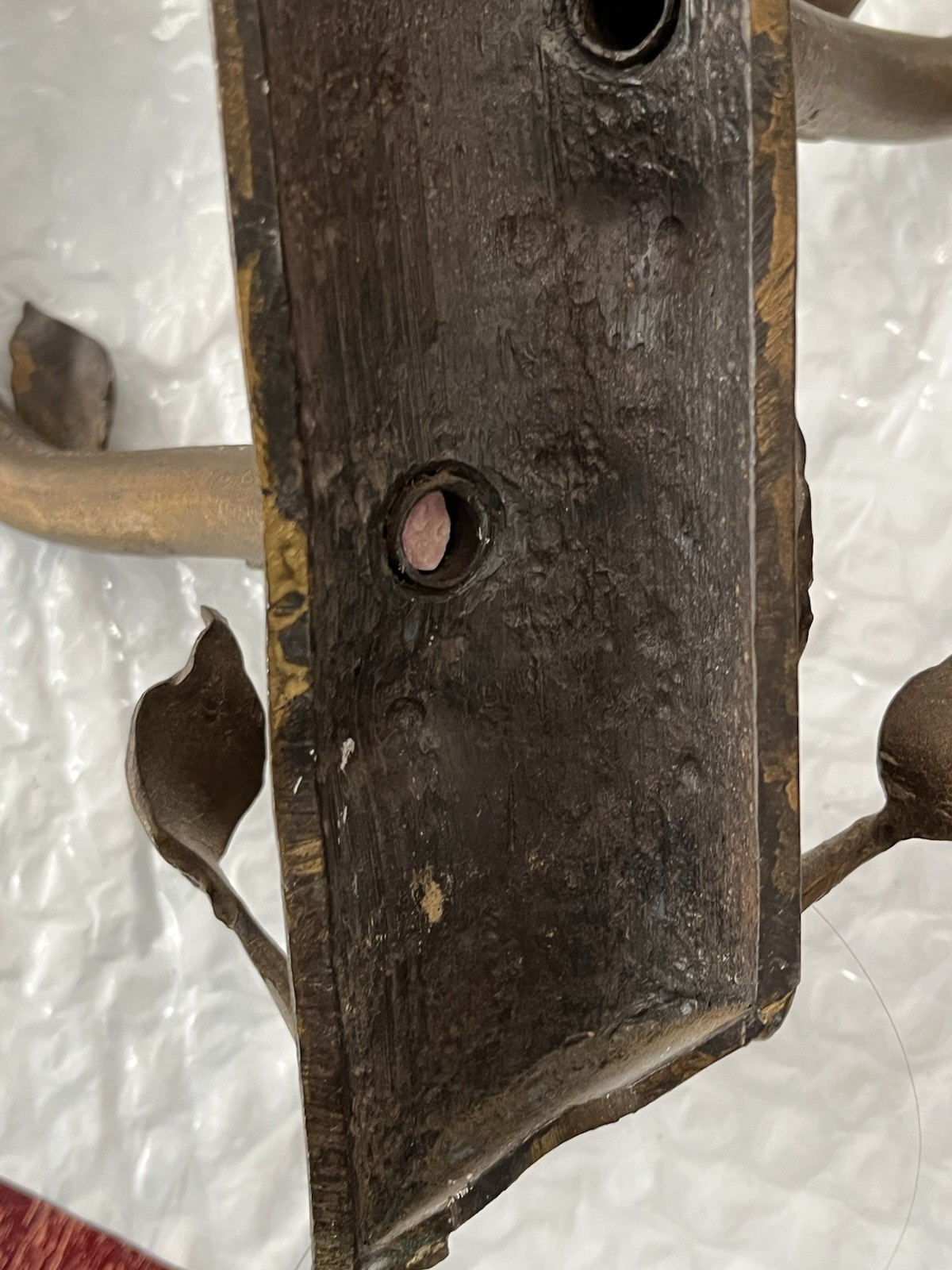 Vintage Pair Solid Bronze Gilt Magical Mystic Forest Wall Candle Holder Sconces