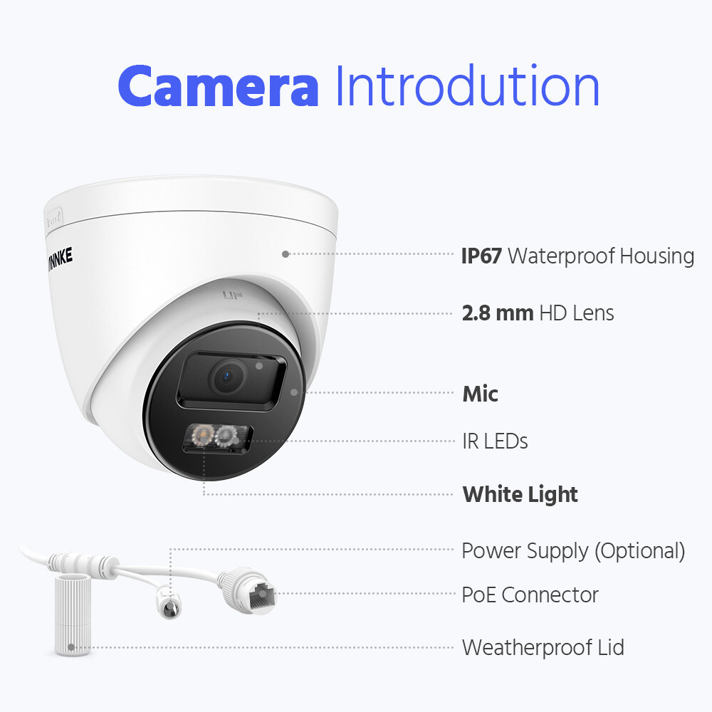 ANNKE Security Camera 5MP POE Audio Surveillance Outdoor Color Night Vision AI