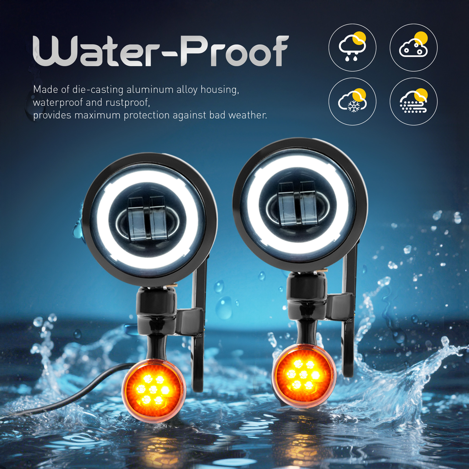 Fog Light Bracket Turn Signal LED For Harley Street Glide Road King 1994-Up