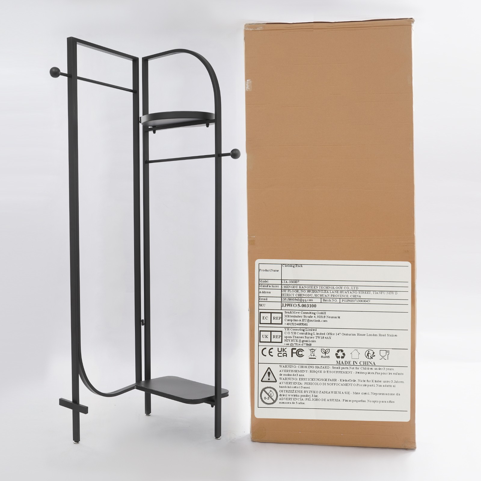 Clothes Display Stand, Black Clothes Display Rack, Freestanding Garment Rack