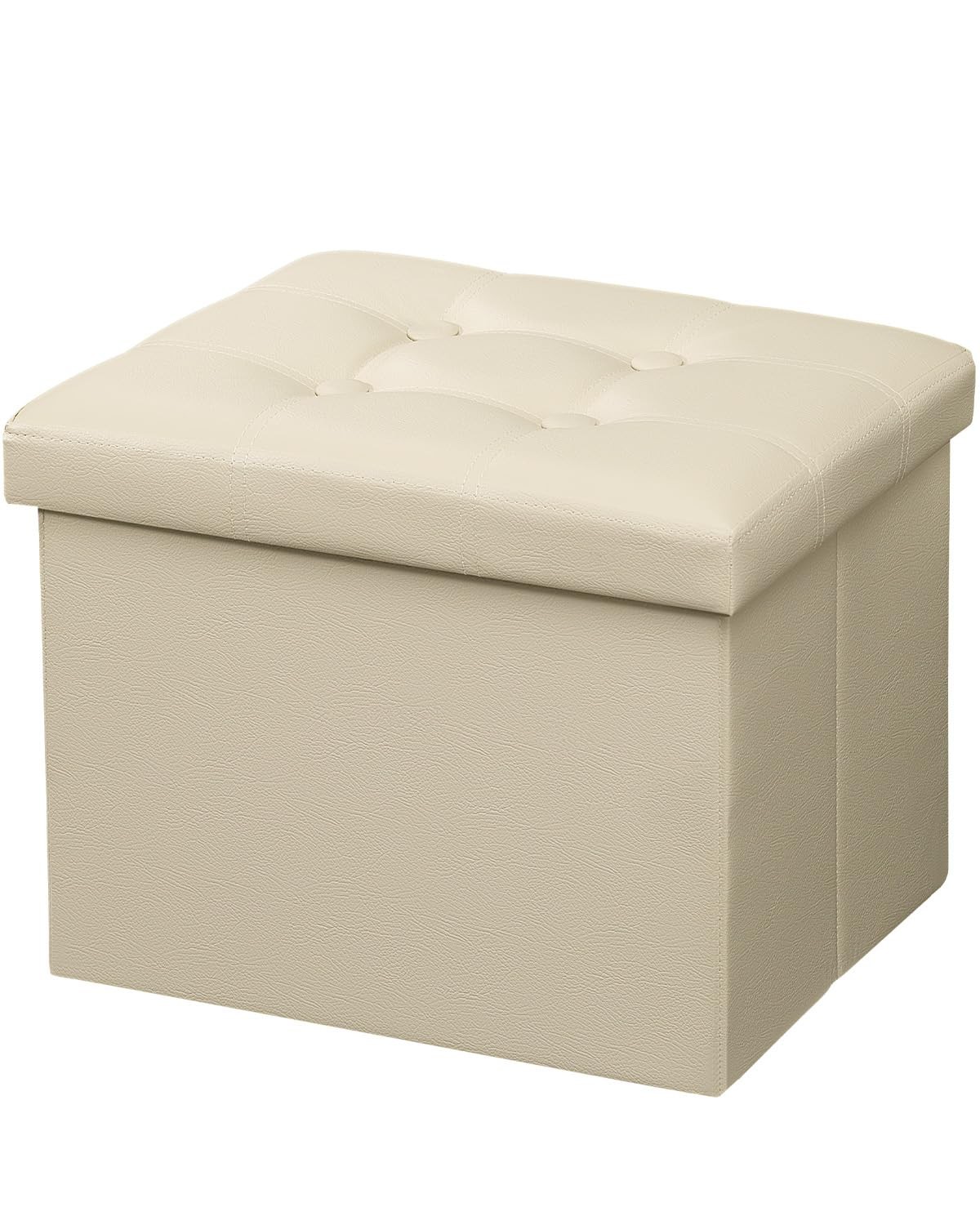 Storage Ottoman Foot Rest Stool 17 Inch Folding Leather Footstool Bench Short Be