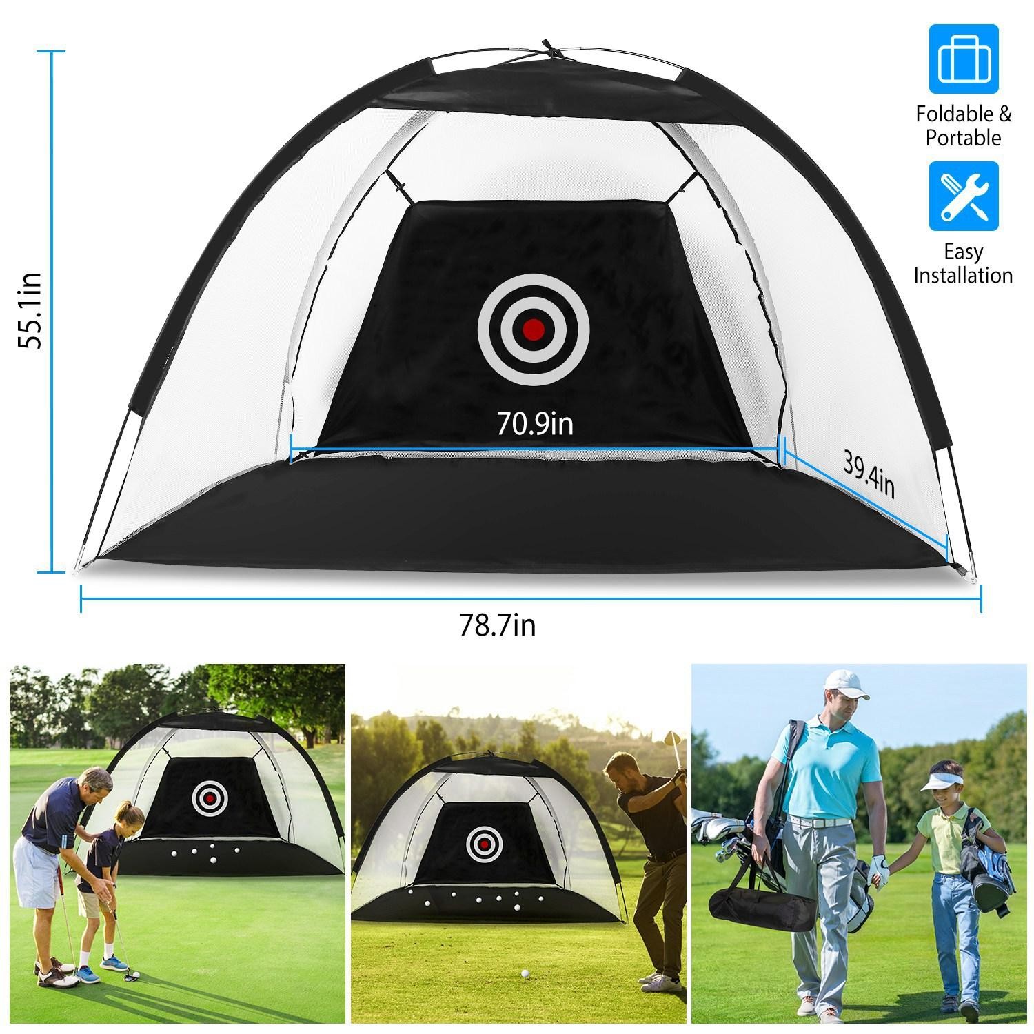 Golf Net Training Aids Practice Nets Driving Hitting w/ Target Cloth Carry Bag