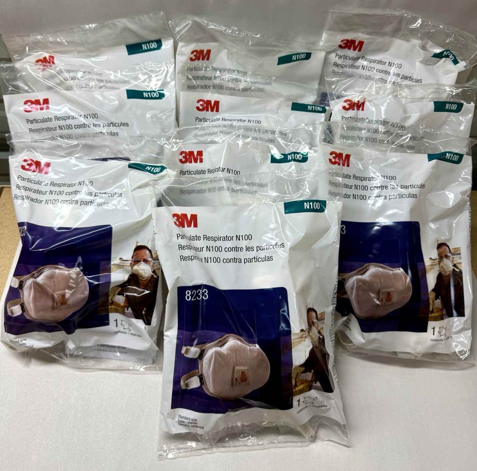 10 Pack 3M 8233 N100 Particulate Respirator With Valve