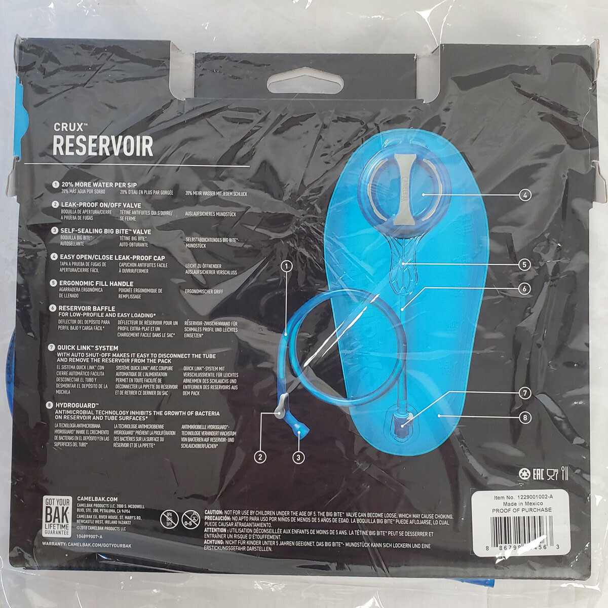 CamelBak Crux Hydration Pack Replacement Reservoir Bladder Blue 70 OZ / 2 L