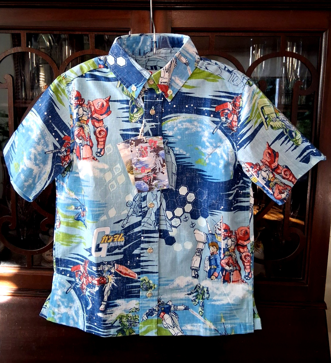Reyn Spooner Boy's MOBILE SUIT "GUNDAM" Sky Full Button Front Shirt Sizes