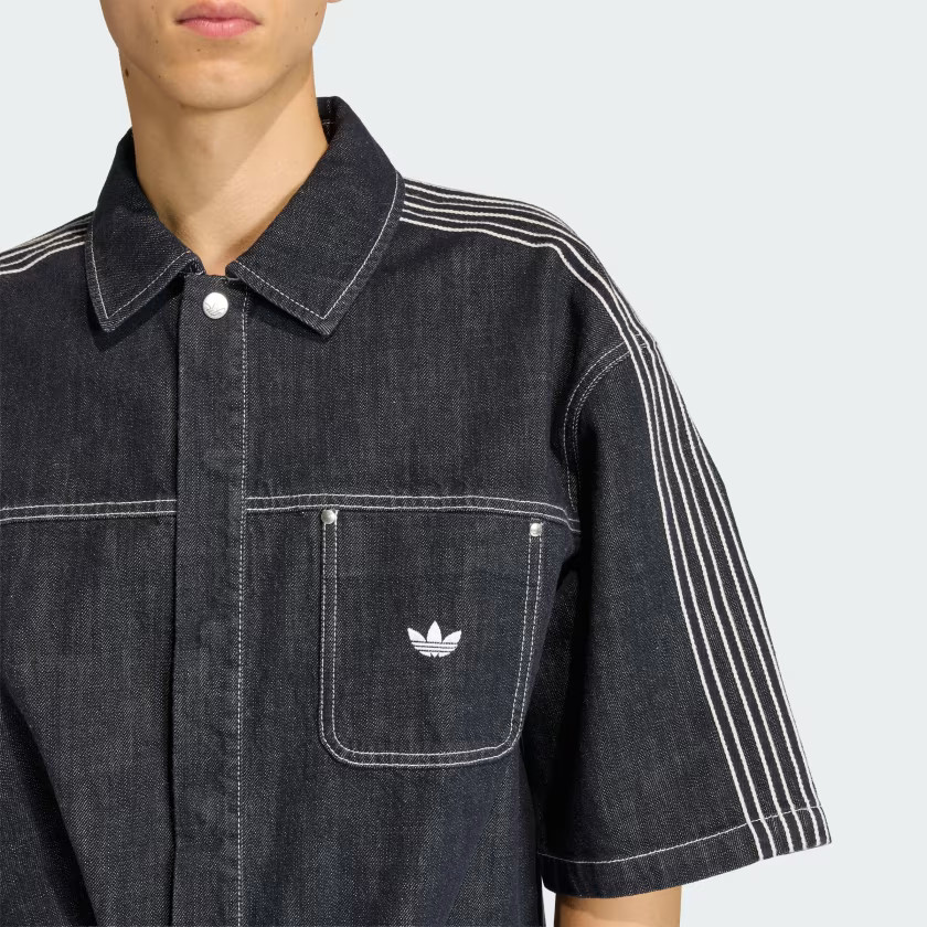 adidas men ORIGINALS DENIM SHORT SLEEVE WORK SHIRT