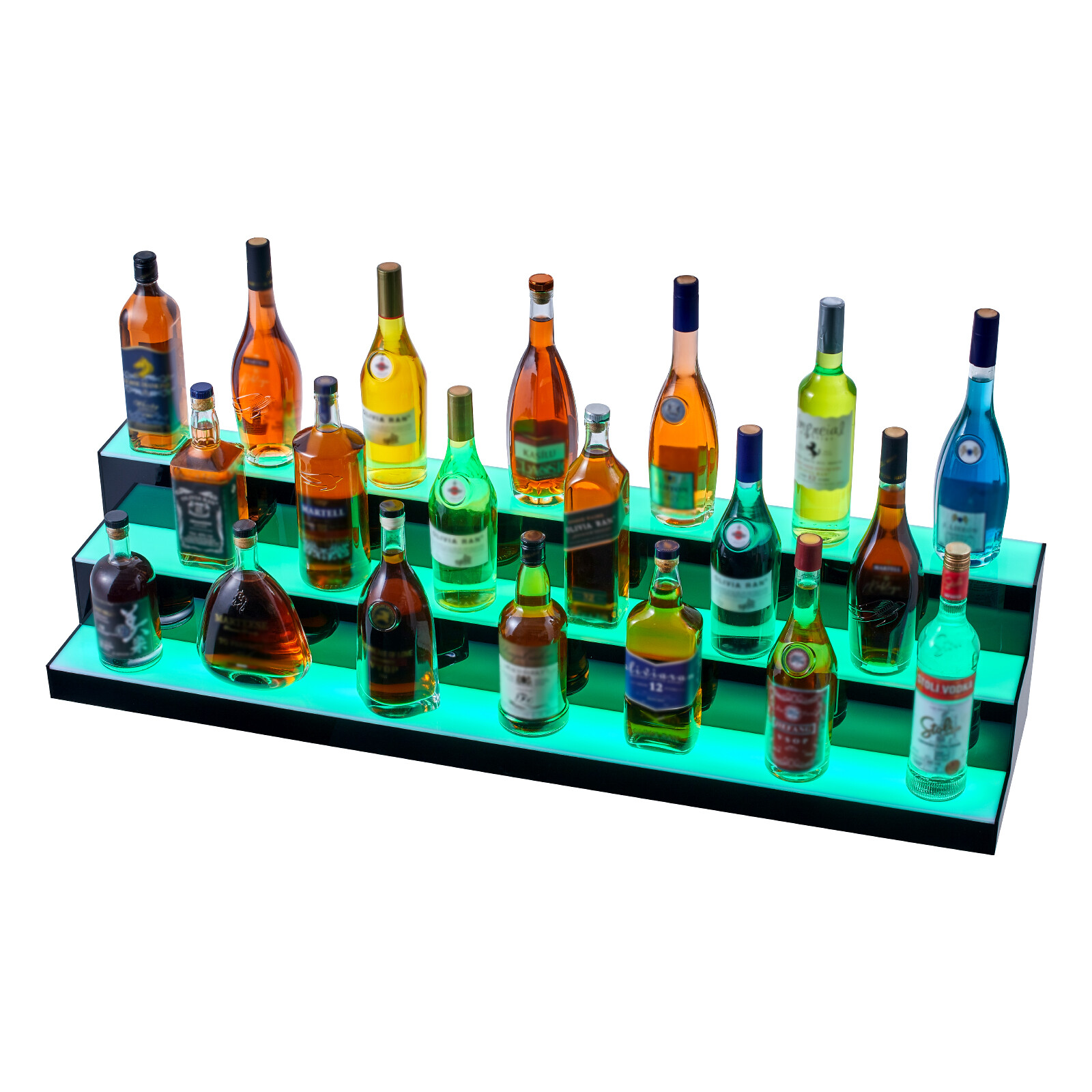 VEVOR LED Lighted Liquor Bottle Display Bar Shelf RF & App Control 48" 3-Step