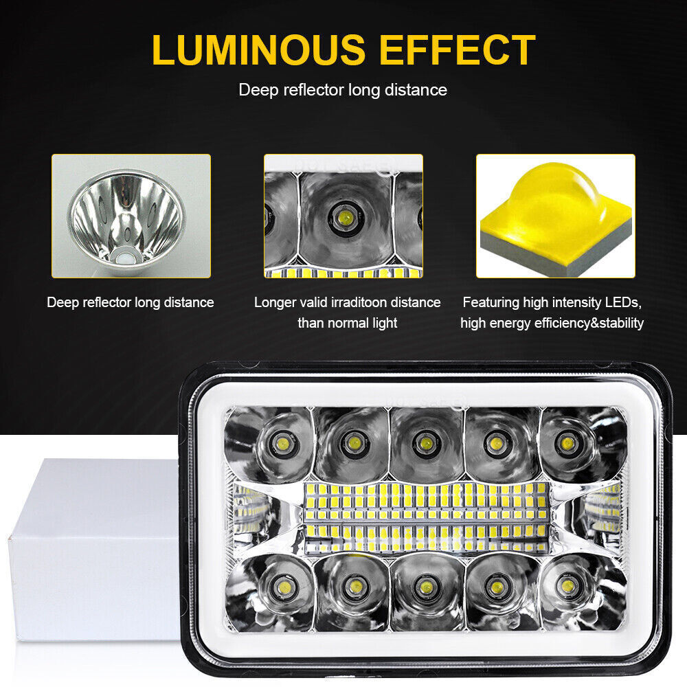 DOT 4PCS 4x6'' LED Headlights Hi/Lo Fit GMC W3500 Forward Isuzu NPR-HD NQR Truck