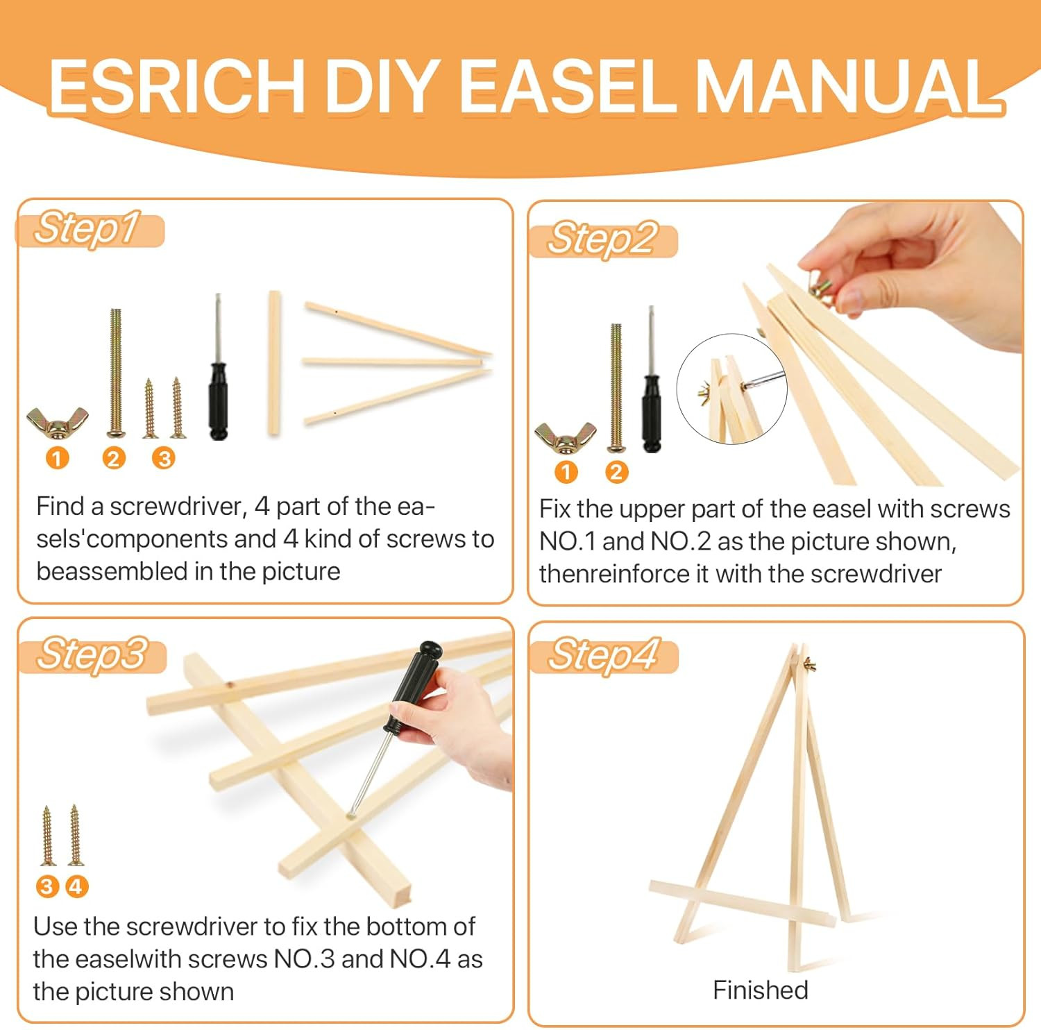 2 Pack 14 Inch Wood Easels, Tabletop Easels, Easel Stand for Painting, Tripod Pa