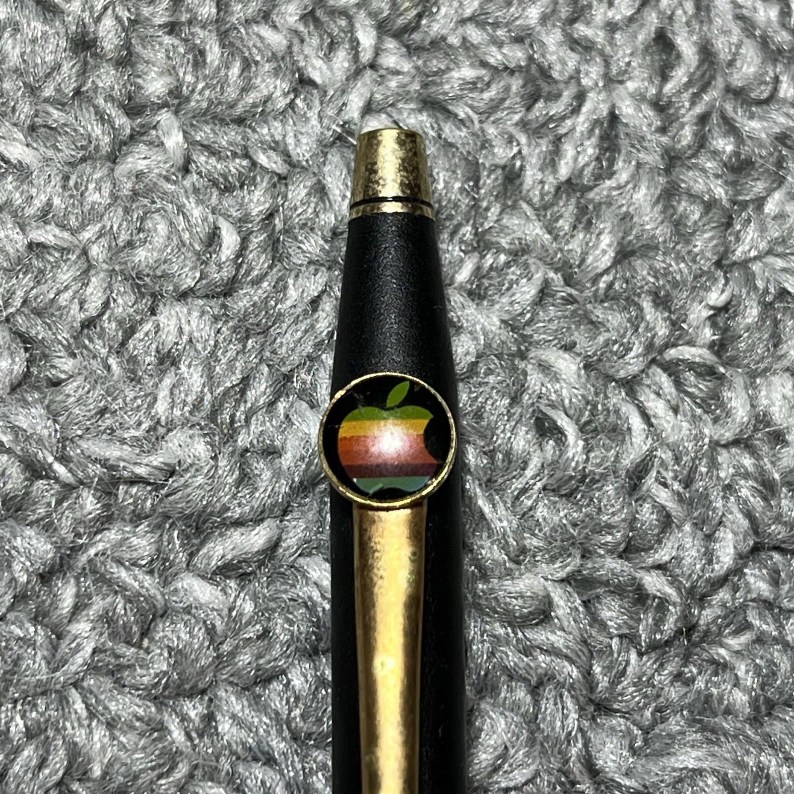 Vintage Cross Ballpoint Pen Rainbow Macintosh Apple Logo Black Gold