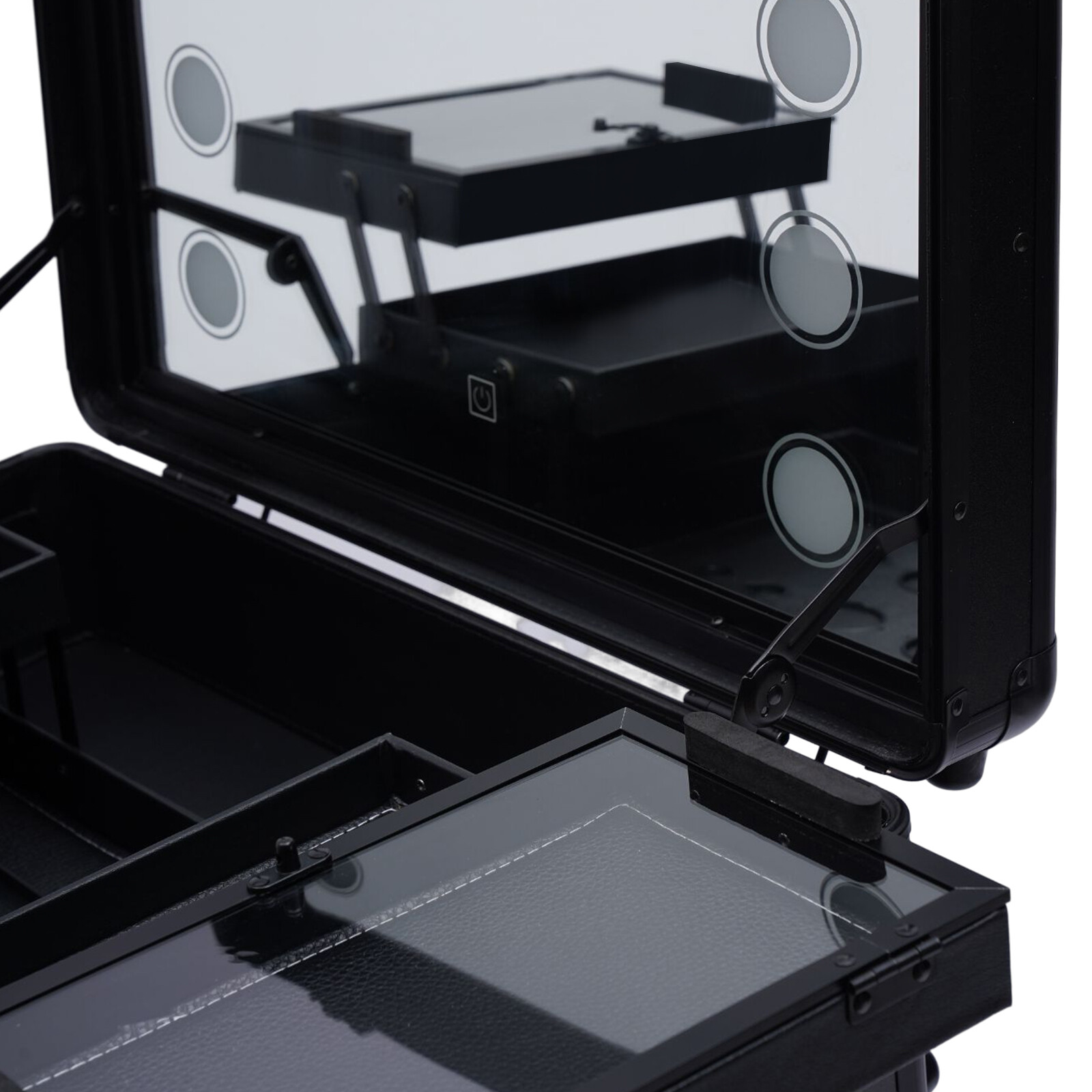 Pro Rolling Makeup Case Travel Cosmetic Trolley Organizer With LED Light Mirror