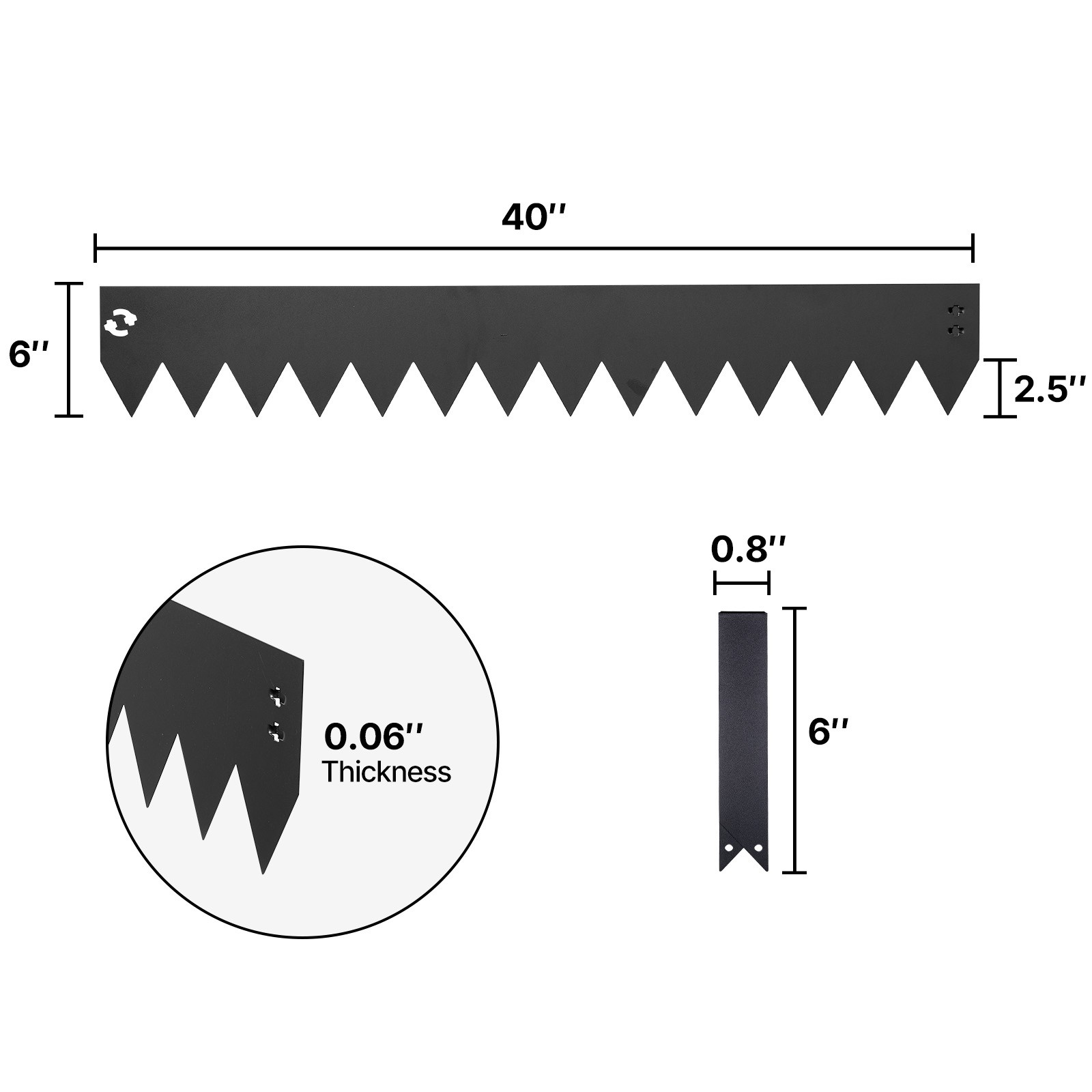 Uimoso Galvanized Steel Garden Edging 40 x 6 in Flexible Metal Landscape Border
