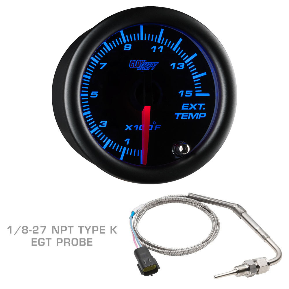 GlowShift Gray Dual Pod w Boost & Pyrometer EGT Gauges for 99-07 Ford Super Duty