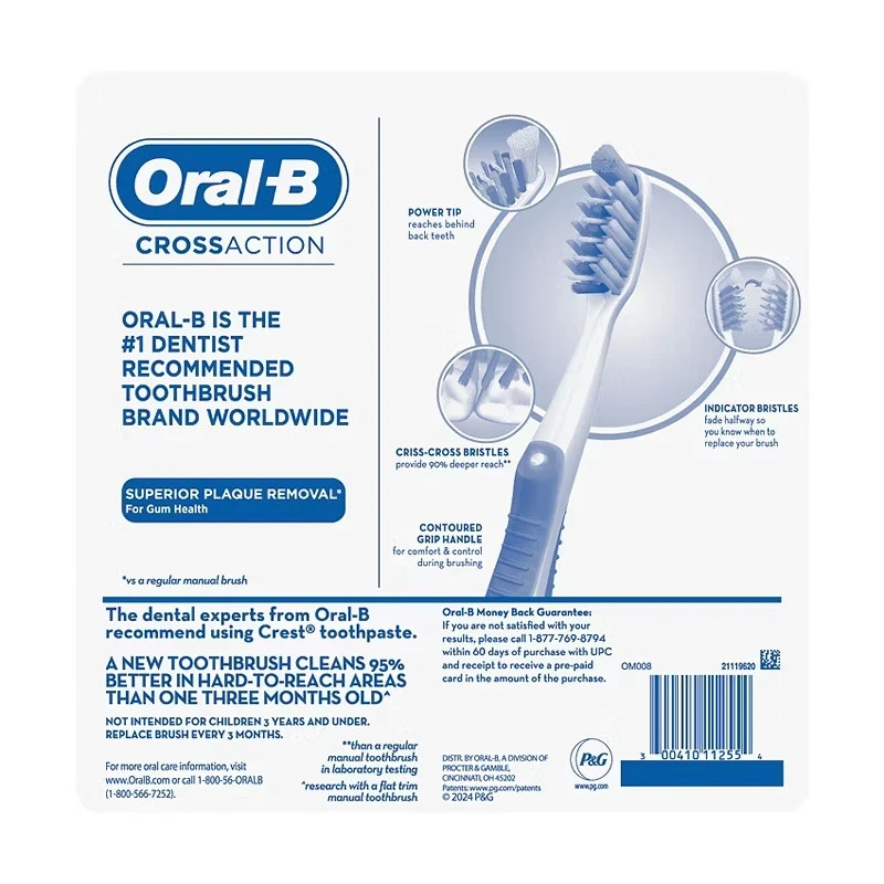 Oral-B CrossAction Manual Toothbrushes Soft Bristles for Deep Clean, 8 Pack