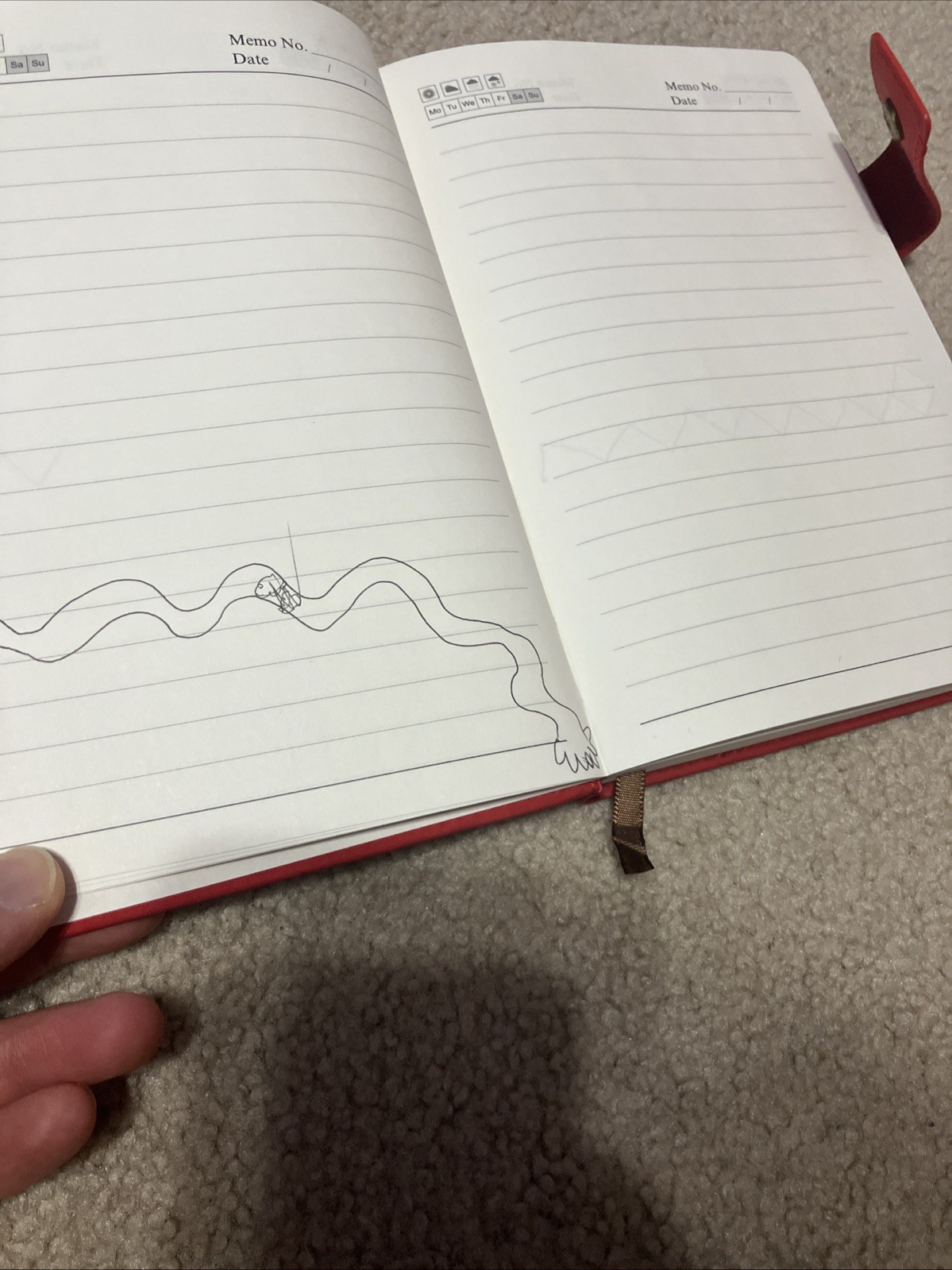 Red Diary Journal Snap Closure Front Pocket Good Condition