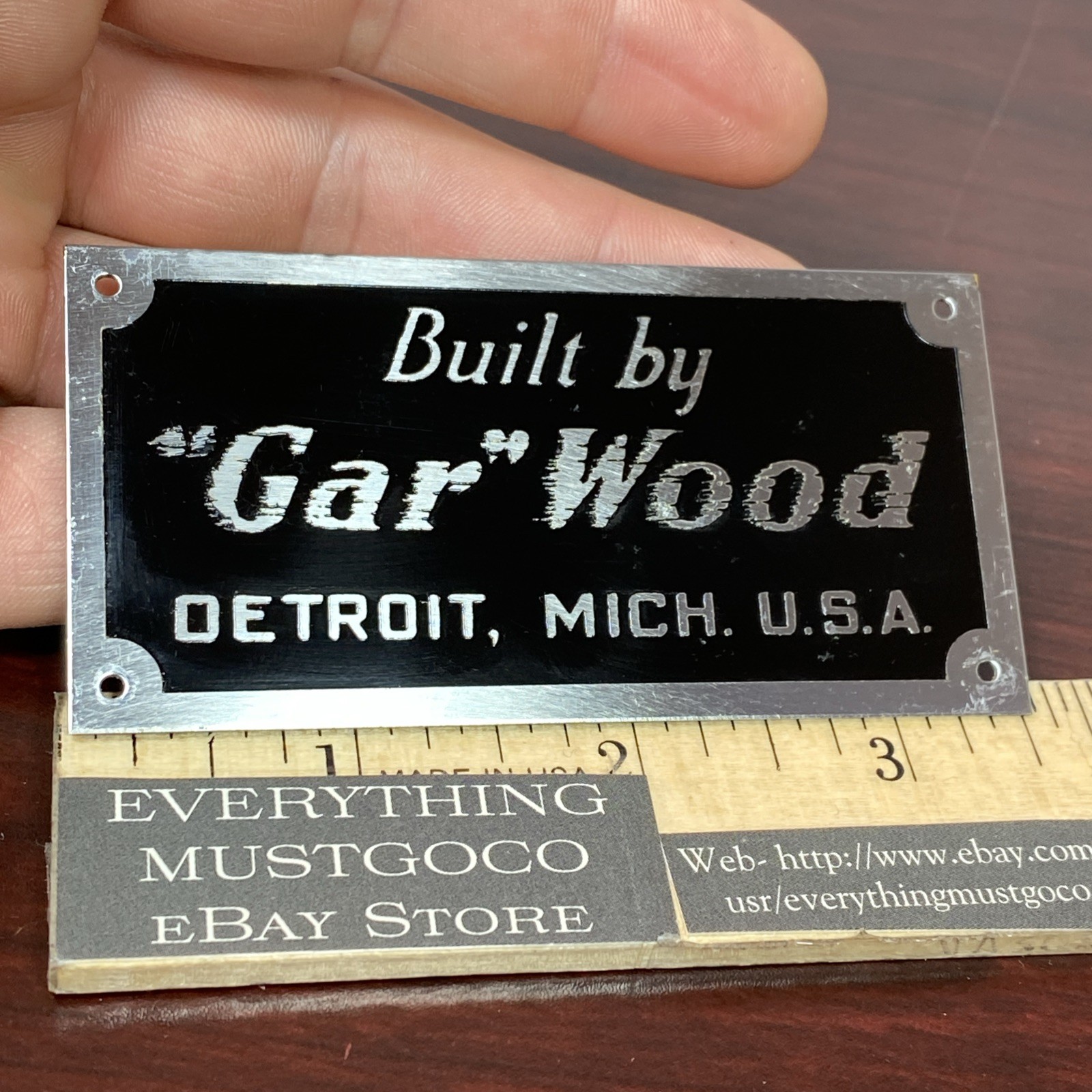 Gar Wood Detroit Mich USA Custom Motor Boats Nameplate Sign
