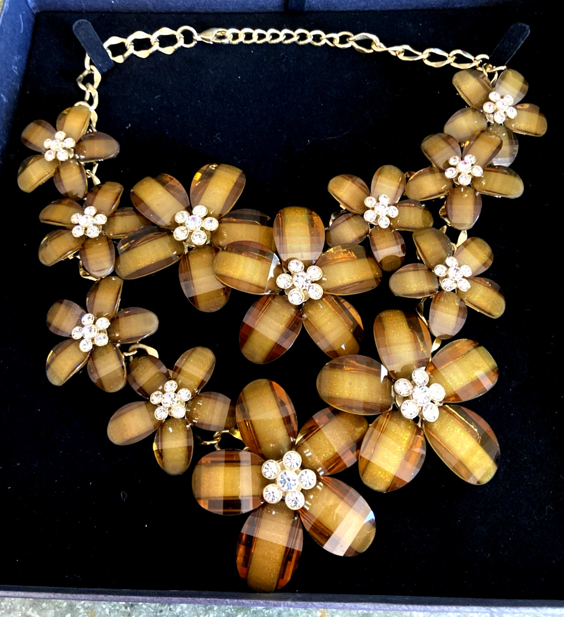 CZ FOR KENNETH J LANE Huge Topaz Flower Bib Necklace In original box new