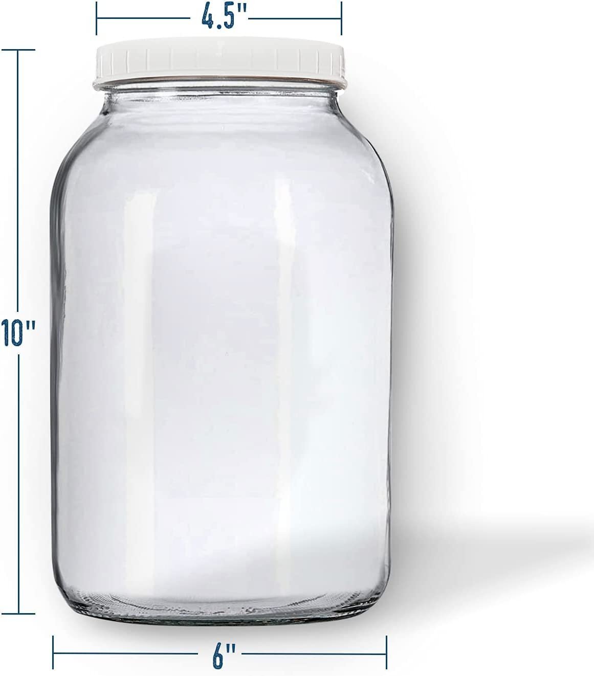 2 Pack, One Gallon Glass Jars with Muslin Cloth Covers & Rubber Bands