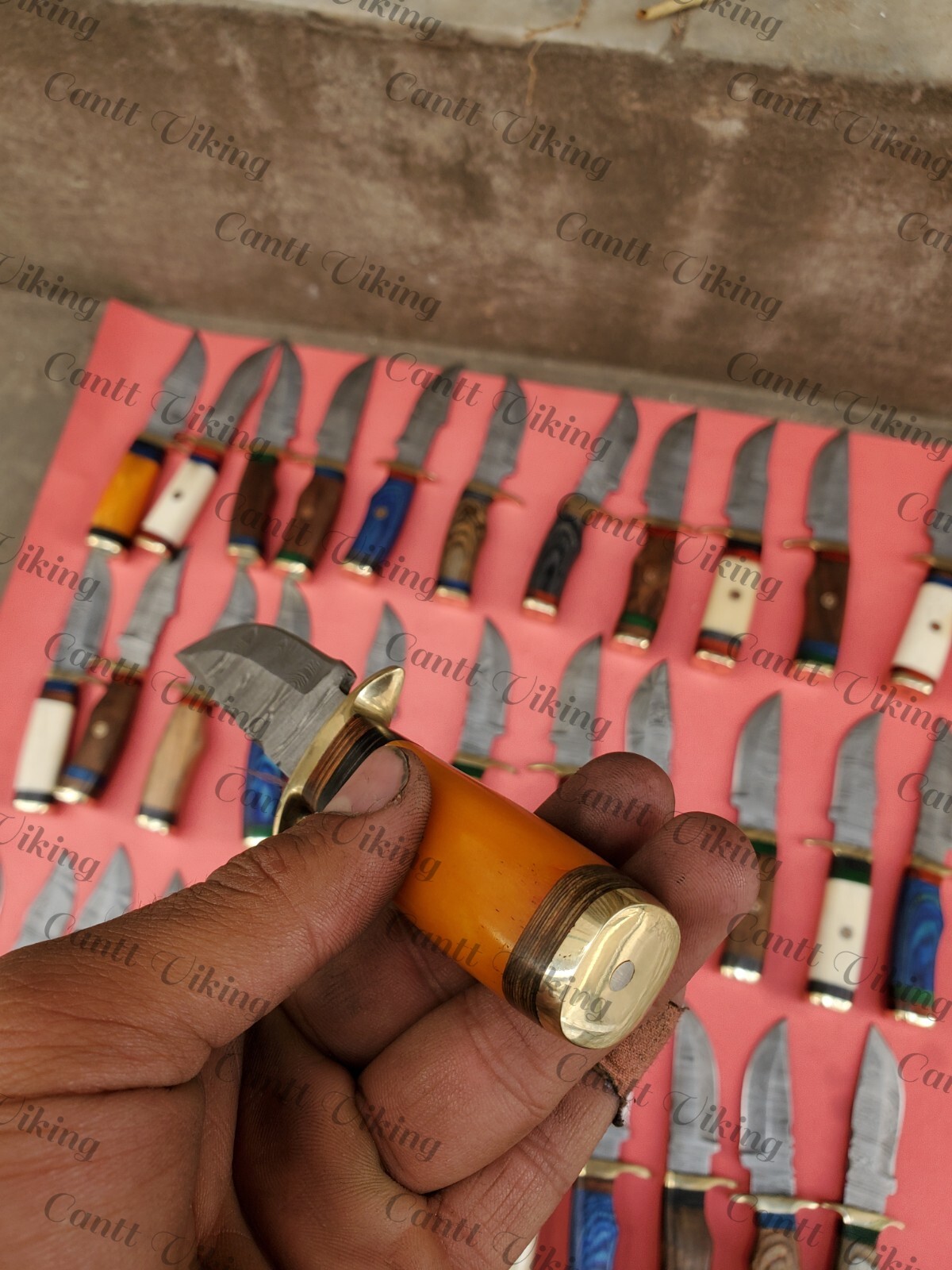 LOT OF 20 PC CUSTOM HANDMADE DAMASCUS STEEL 6" CAMPING & HUNTING KNIVES FROM USA