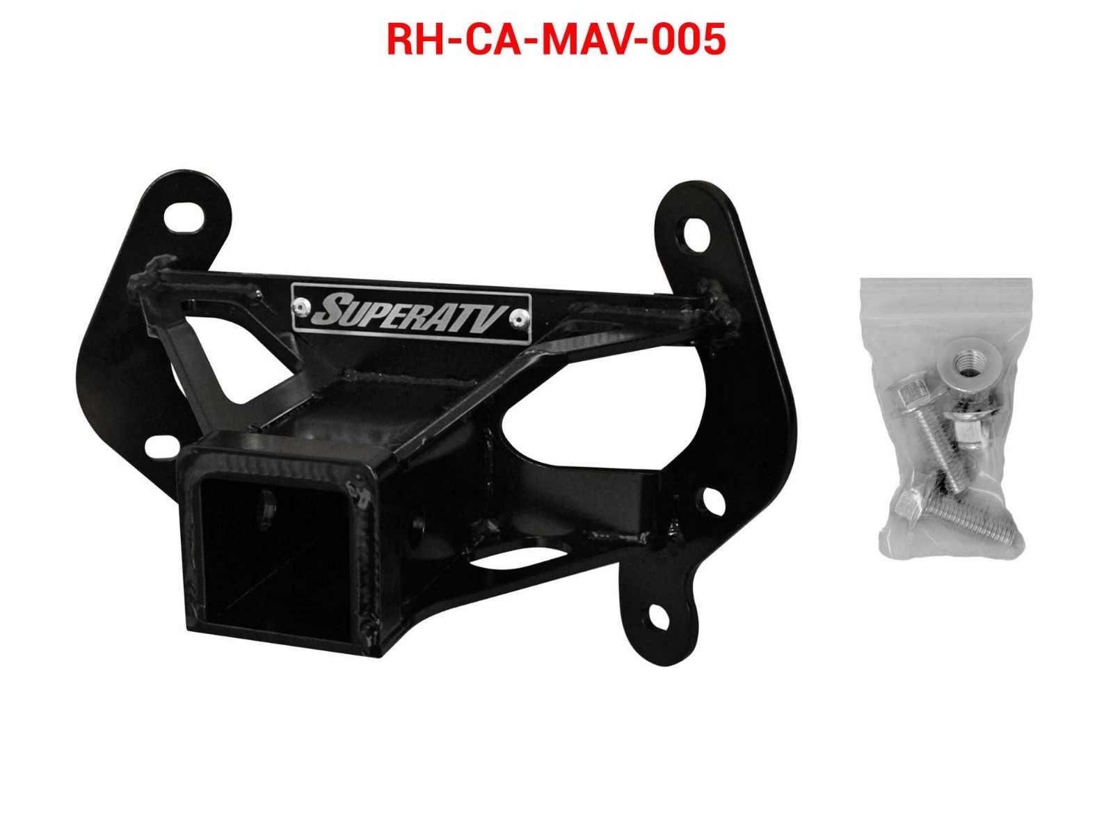 SuperATV 2'' Rear Receiver Tow Hitch for Can-Am Maverick (Black) - SEE FITMENT