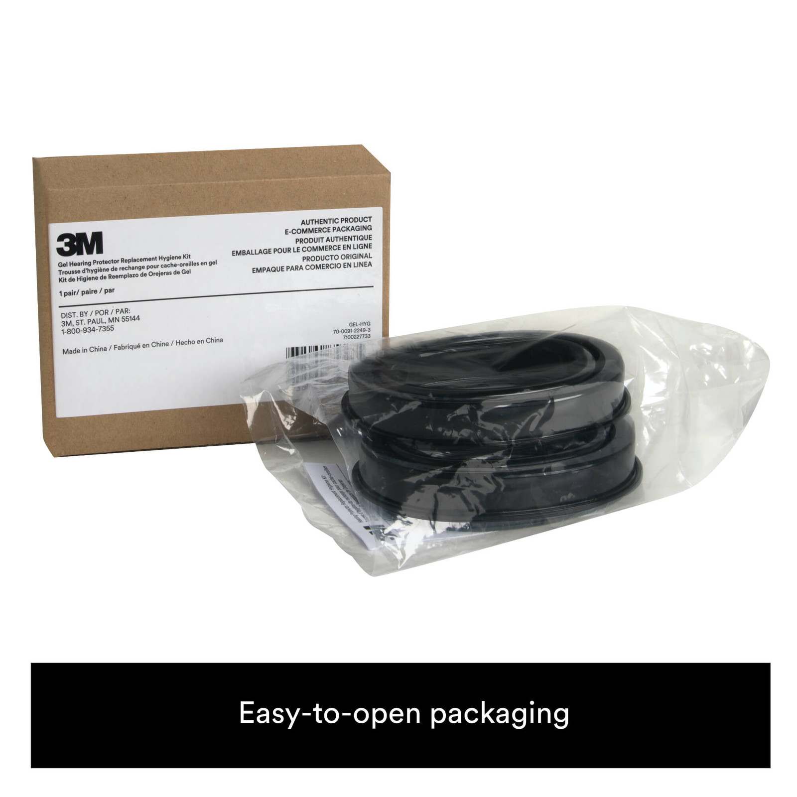 3M Gel Hearing Protector Replacement Hygiene Kit: 1 pair (Black)