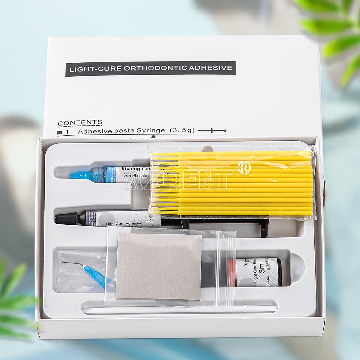 Sistema de pegado de ortodoncia dental de curado por luz para brackets