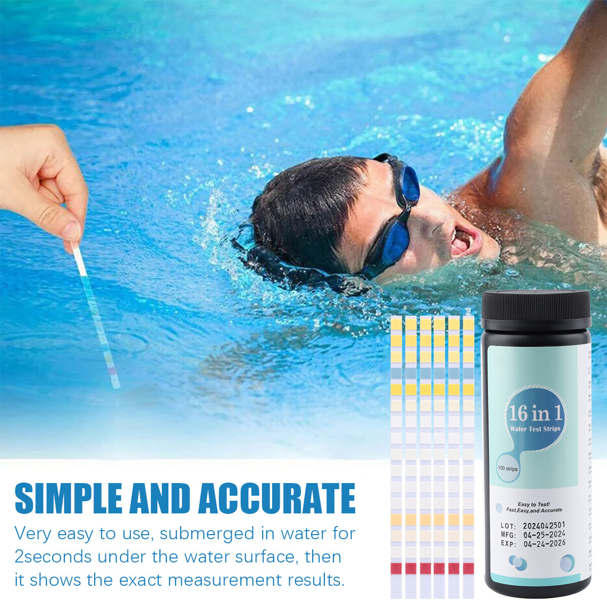 100/50pcs Chlorine Dip Test Strips SPA Hot Tub Swimming Pool PH Tester Paper US.