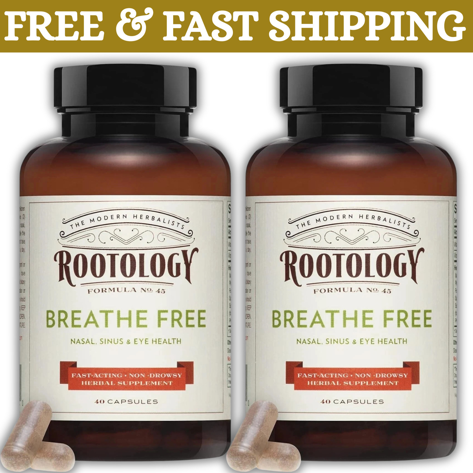 Rootology Breathe Free - Natural Nasal & Sinus Relief - Fast-Acting, Non-Drow...