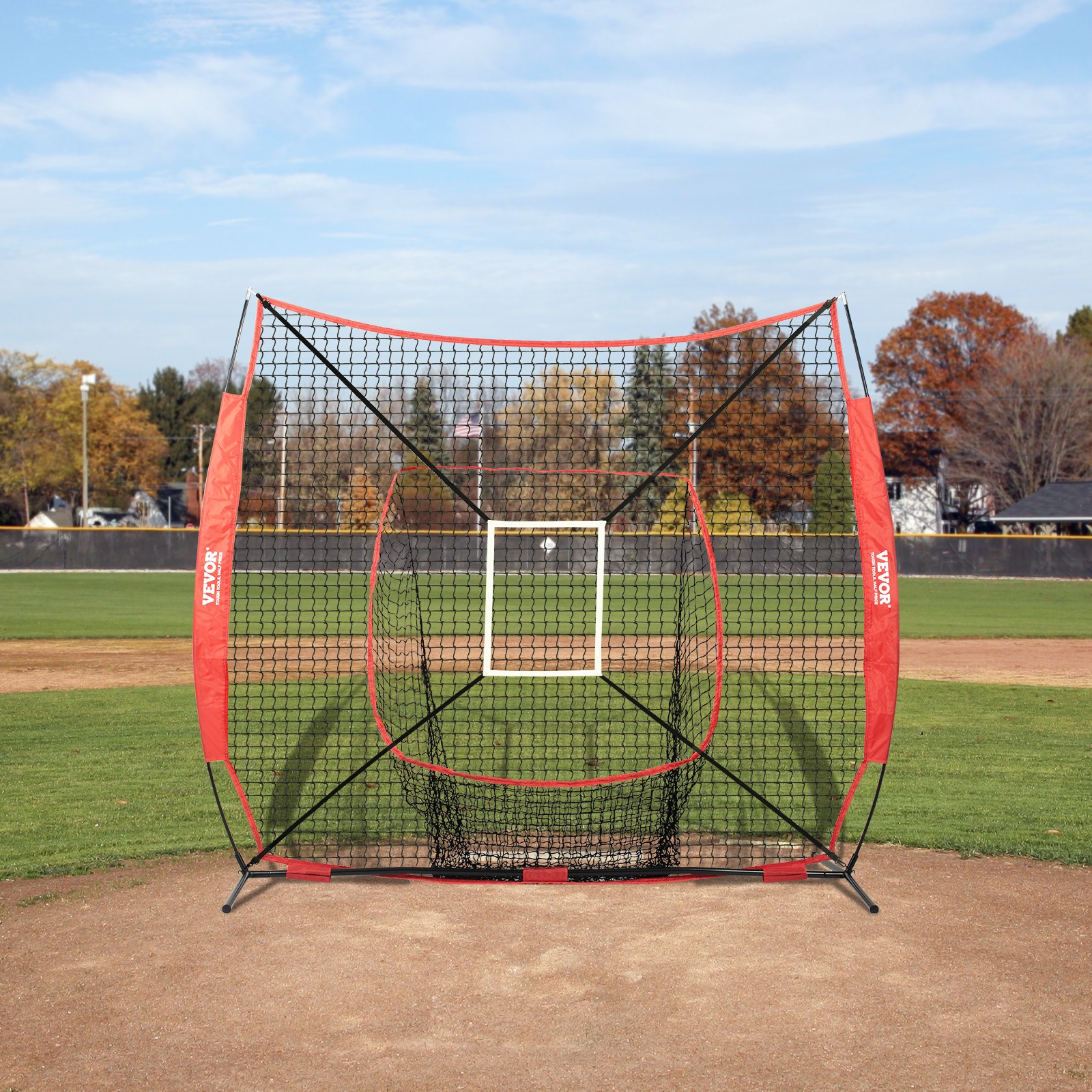 VEVOR 7x7 ft Baseball Softball Practice Net Hitting Batting Training Strike Zone