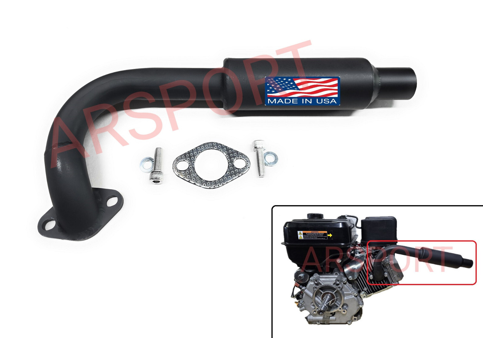 Low profile Exhaust Muffler pipe Compatible with Predator Max 459cc