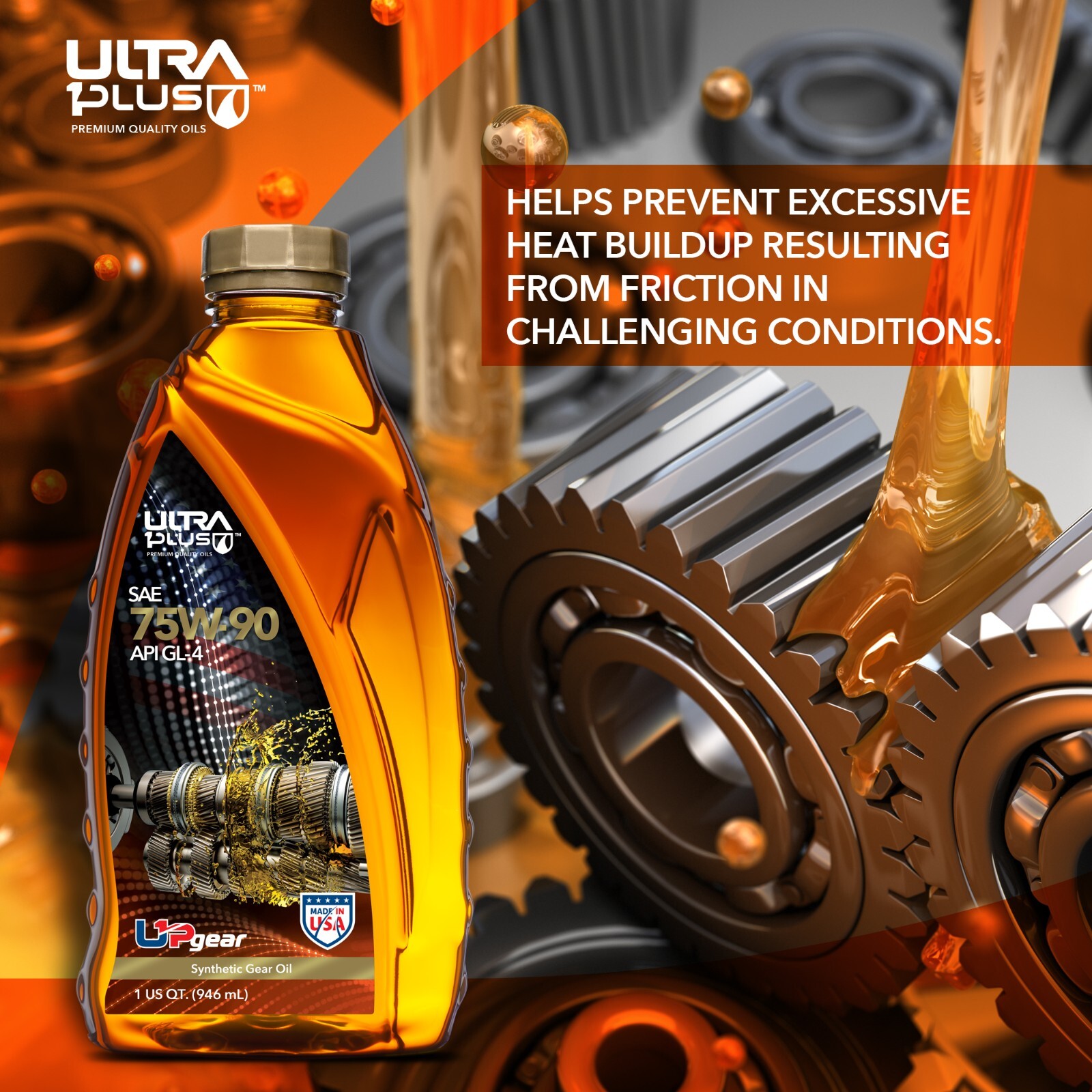Ultra1Plus SAE 75W-90 Synthetic Gear Oil, API GL-4 (5 Gallon Pail)