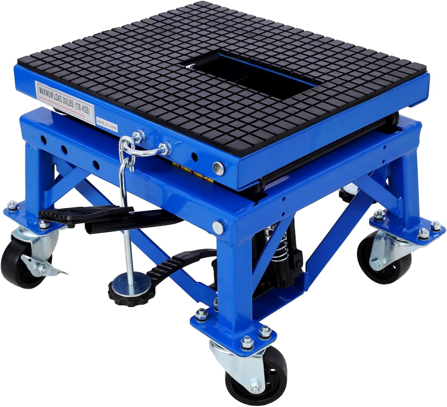 300 Lbs Hydraulic Motorcycle Scissor Jack Lift Foot Step Wheels Stand Lift Table