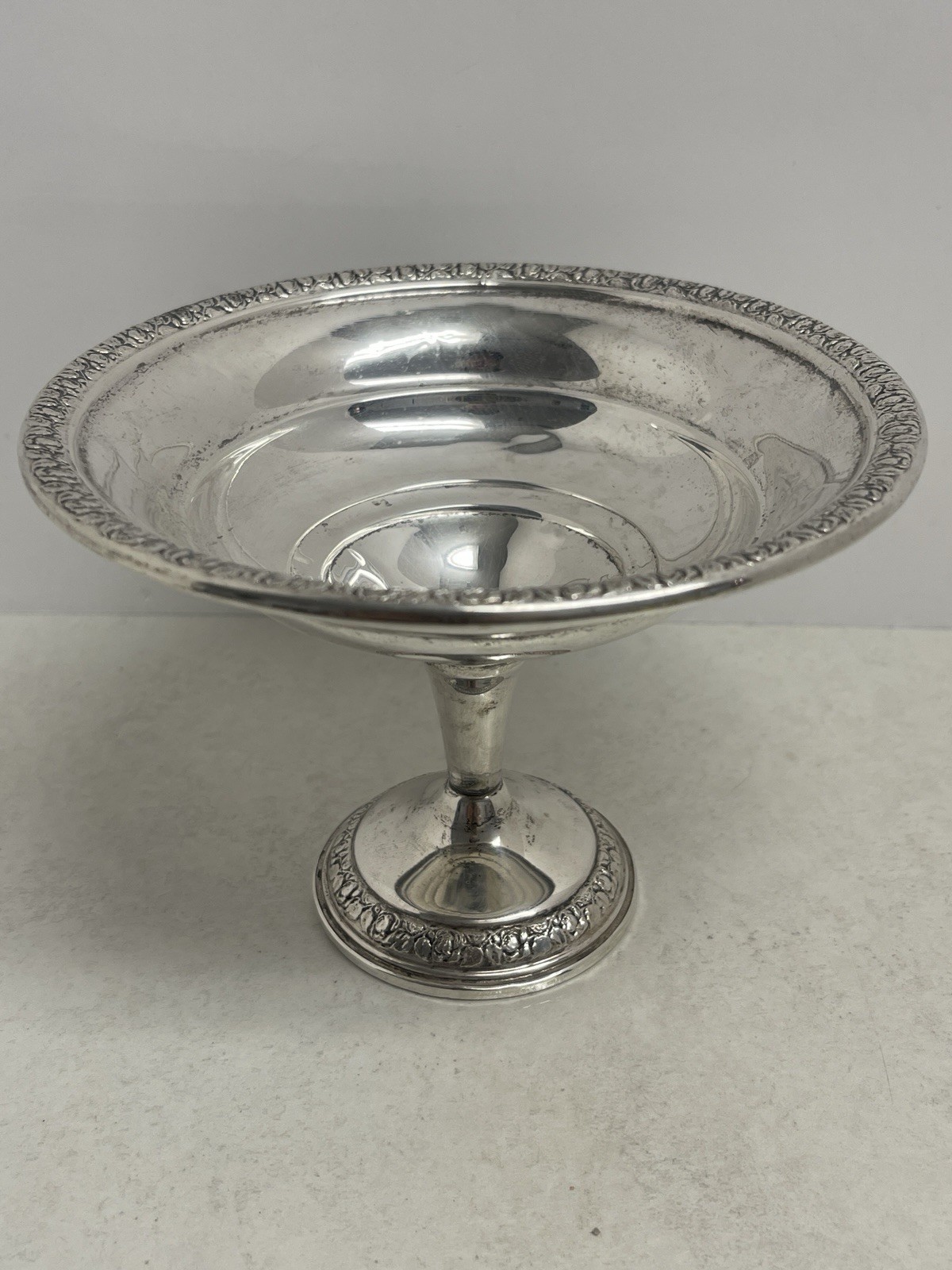 Schweitzer Sterling Silver 4.5” X 6” Compote 925 Reinforced 152 Grams