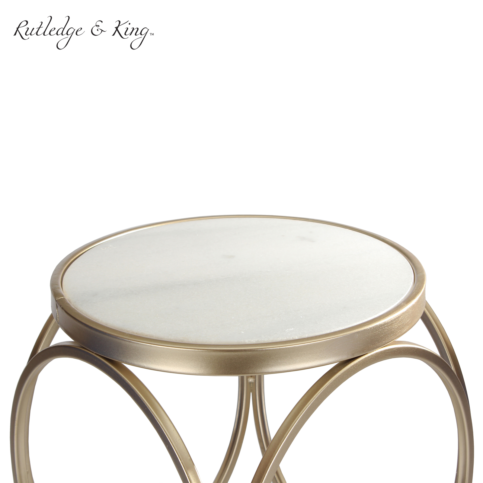 Rutledge & King Round Britton End Table - Metal End Table with Marble Top