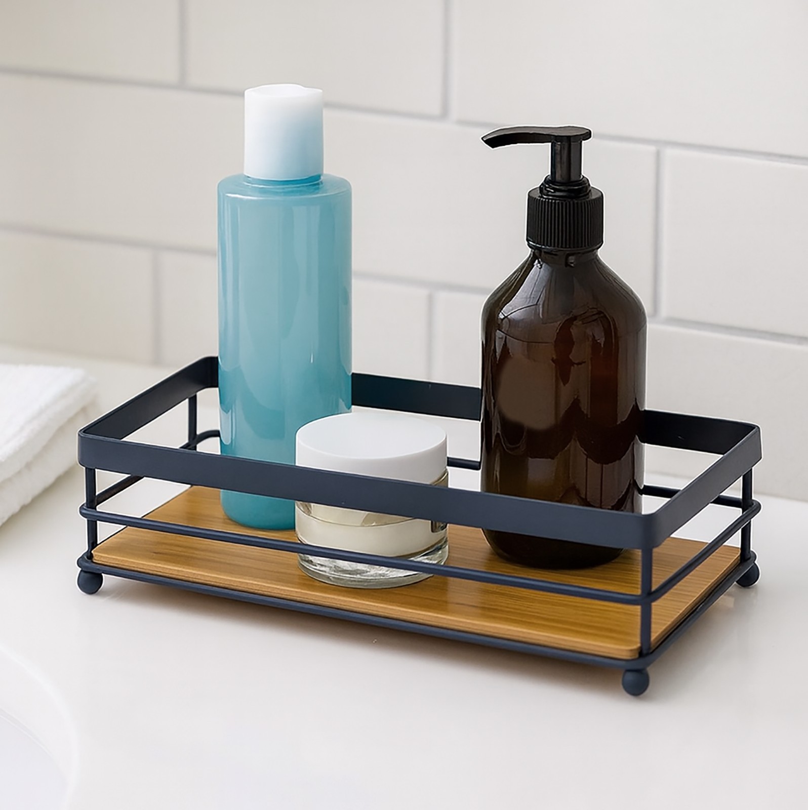 Natural Bamboo Wooden Decorative Storage Organizer Tray - 13.3" x 6.75"