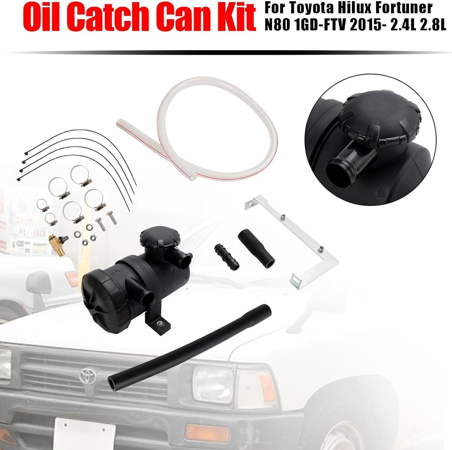 Oil Catch Can Kit Fits Toyota Hilux Fortuner 1GD-FTV 2015 2.4L 2.8L OS-PROV-12