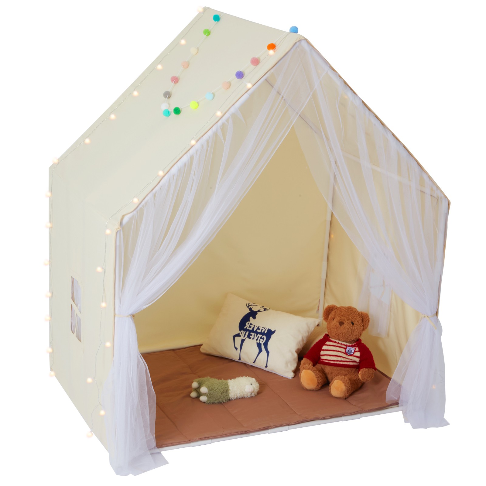 Kids Play Tent Kids Tent for 1-5 Years Old Yurt Toddler Tent with Mat Lamp