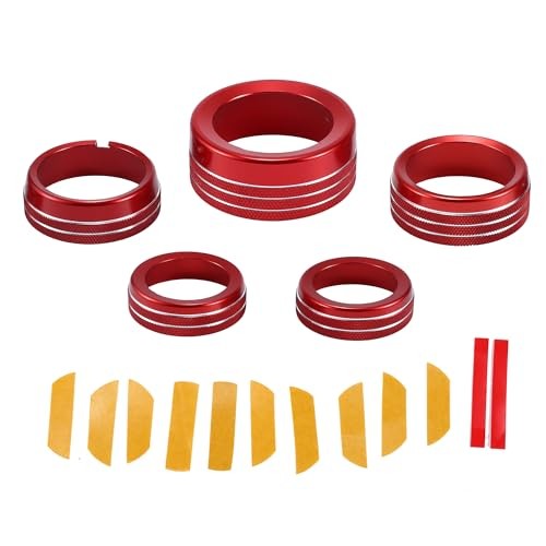 AC Air Conditioner Gear Shift Headlight Media Control Switch Knob Cover for Red