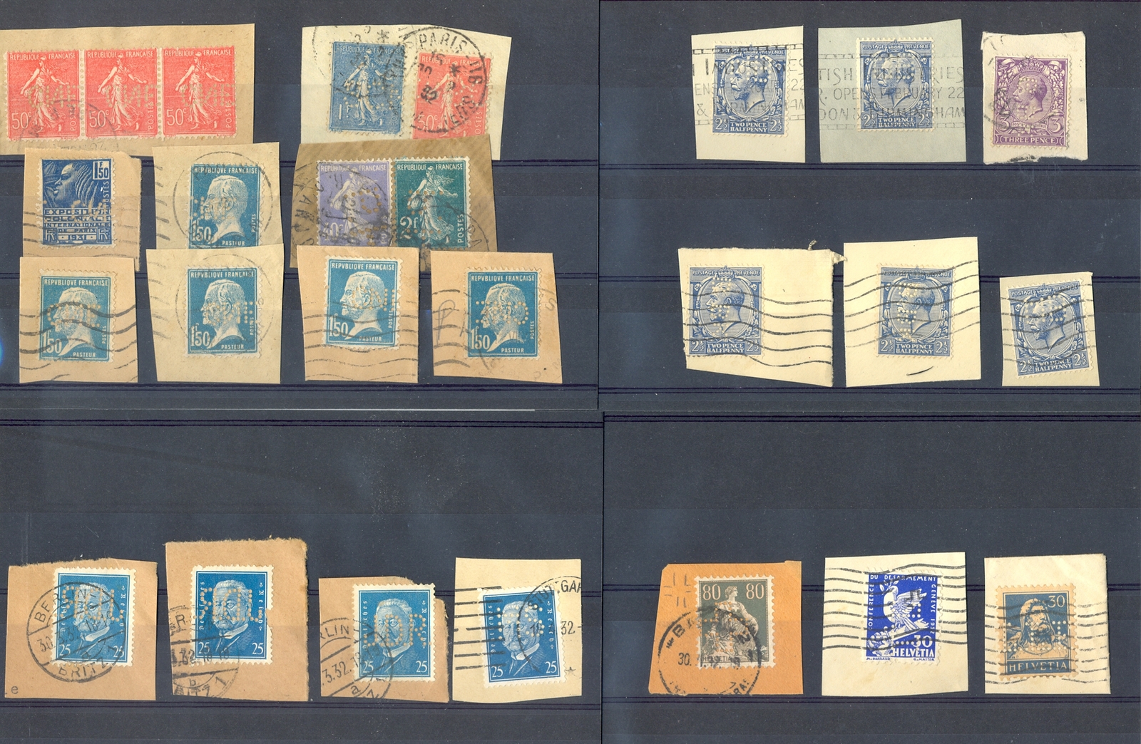 PERFINS FRANCE GERMANY SWITZERLAND ENGLAND 25 ST F/VF