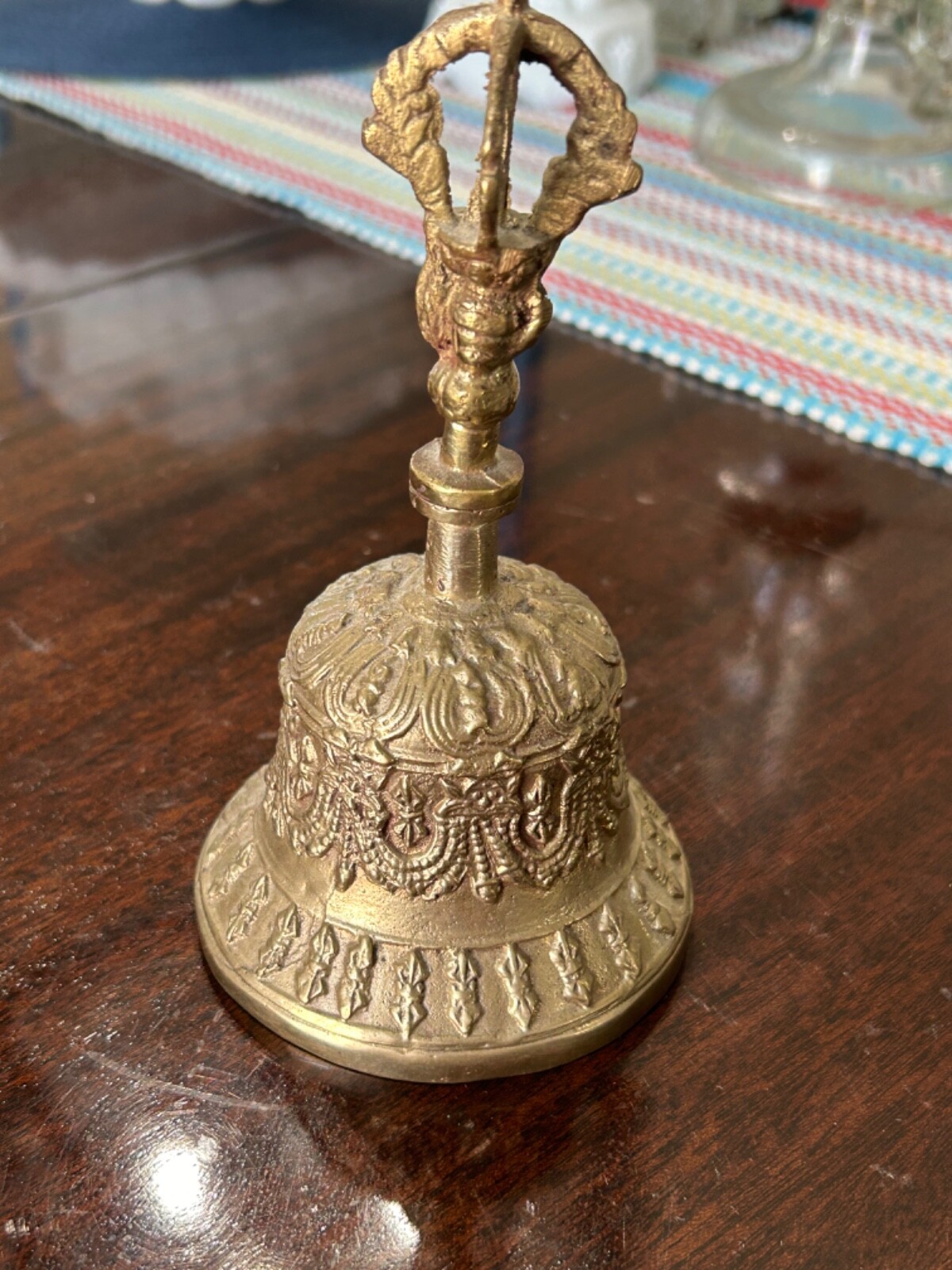 Vintage Tibetan Buddhist Brass Ornate Temple Dorje Bell 6 ½” Meditation Prayer