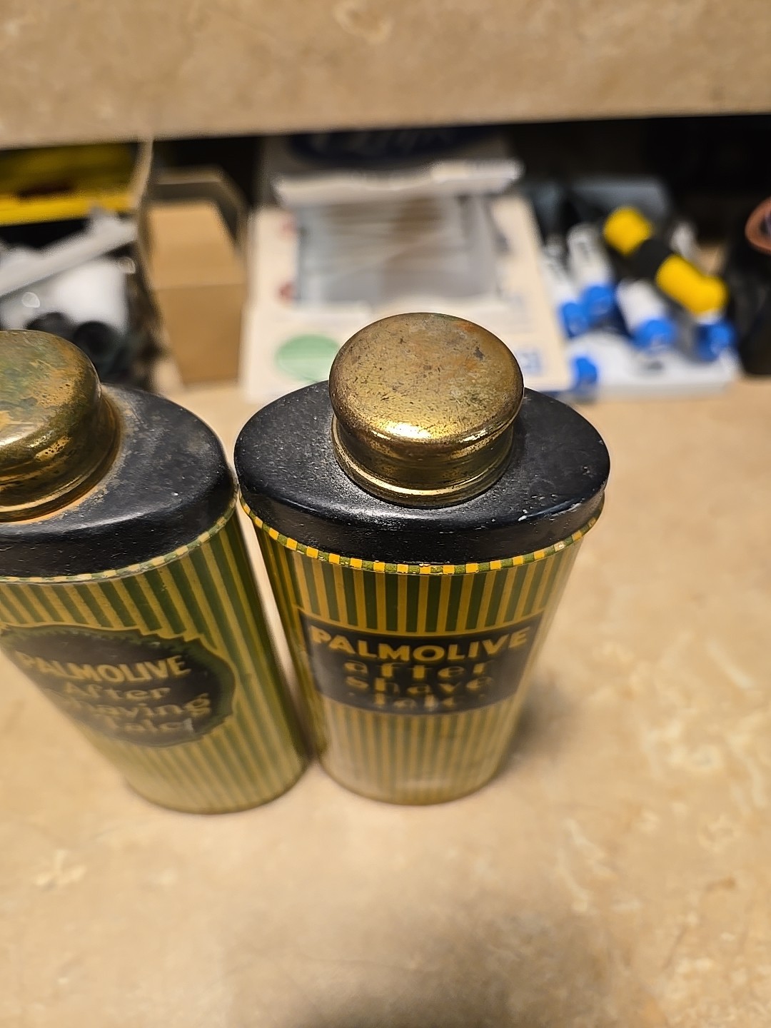 Two Different Size Vintage Palmolive Aftershave Talc ￼