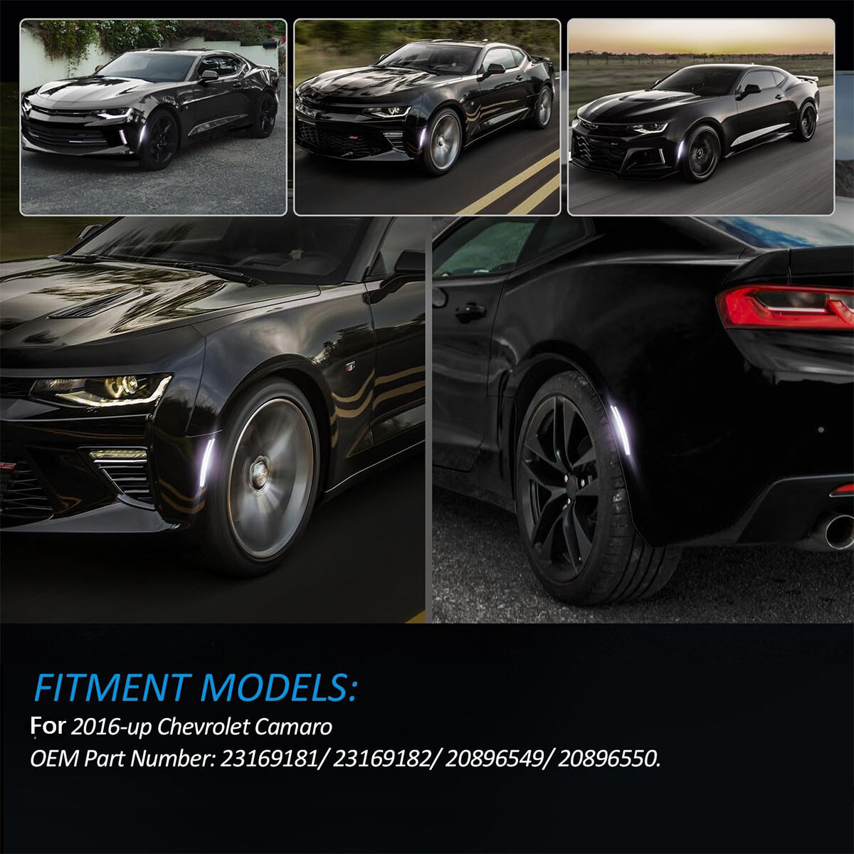 4X LED Side Marker Lights Front Rear Set for Chevy Camaro LS LT SS ZL1 2016-2022