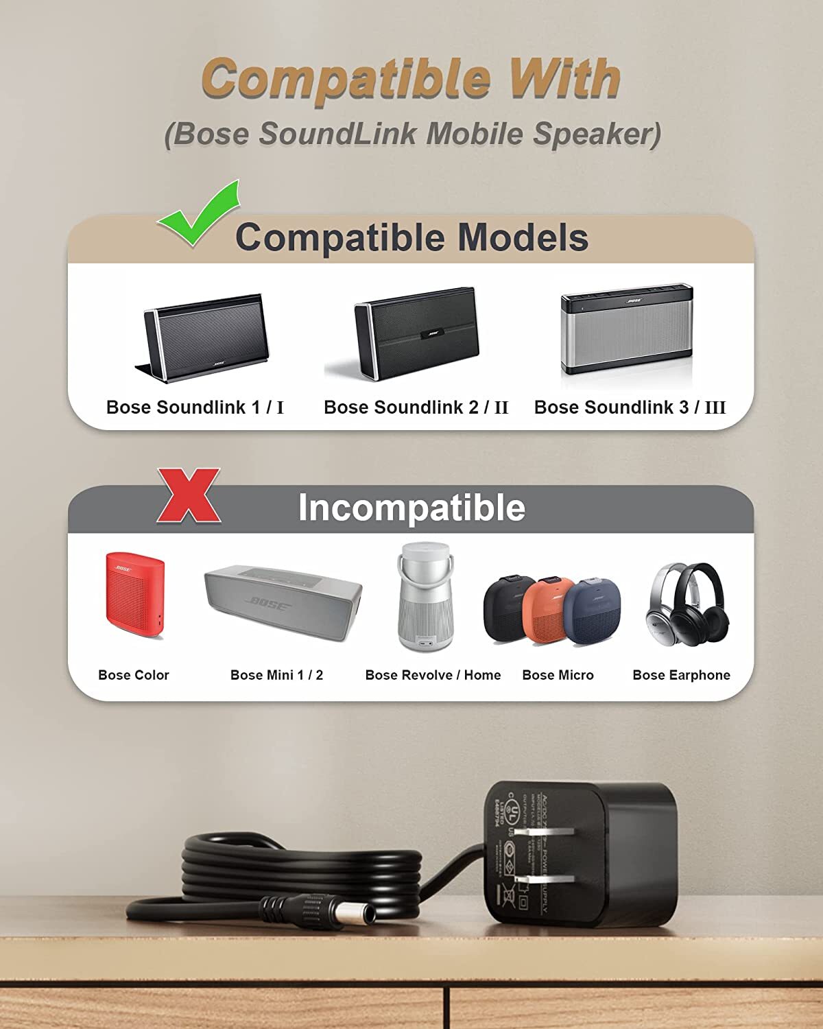 For Bose Soundlink I II III Wireless AC/DC Adapter Charger Mobile Speaker iii