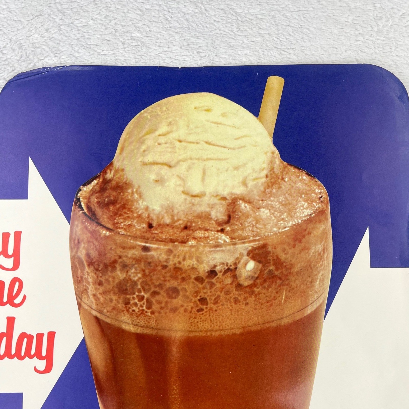 1950s Velvet Ice Cream Chocolate Vintage Diner Sign 25" Paper Soda Fountain USA